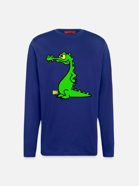 Smiling Crocodile, dreifarbiges Design - Langarmshirt - made by SPREAD - Iconic Blue