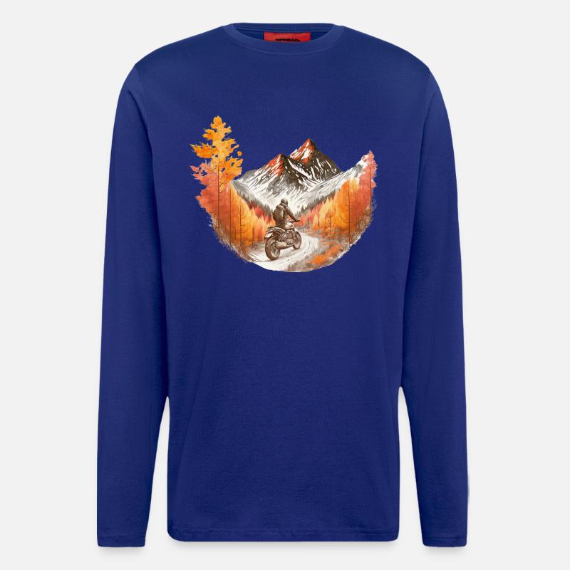 Motorrad Berge / Motorradfahrer - Langarmshirt - made by SPREAD  - Iconic Blue