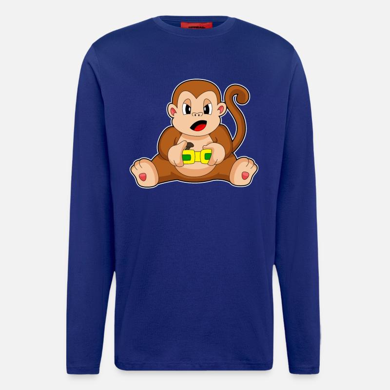 Affe Gamer Controller - Langarmshirt - made by SPREAD - Iconic Blue