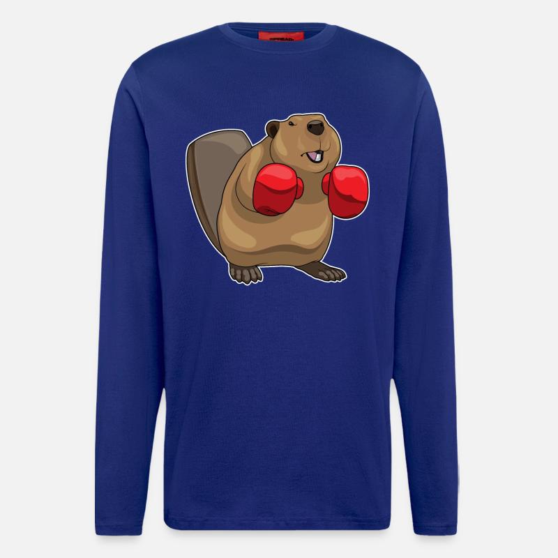 Biber Boxer Boxhandschuhe Boxen - Langarmshirt - made by SPREAD  - Iconic Blue