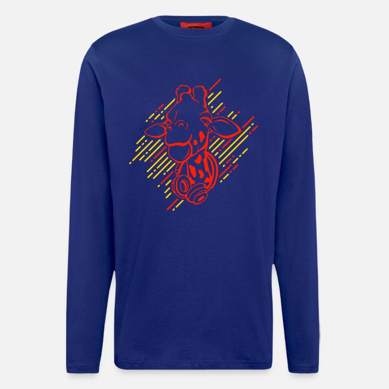 Coole Giraffe mit Kopfhörern - Langarmshirt - made by SPREAD  - Iconic Blue
