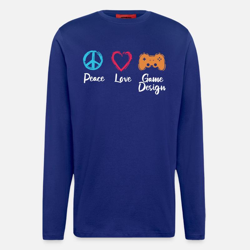 Peace Love Game Design - Langarmshirt - made by SPREAD - Iconic Blue