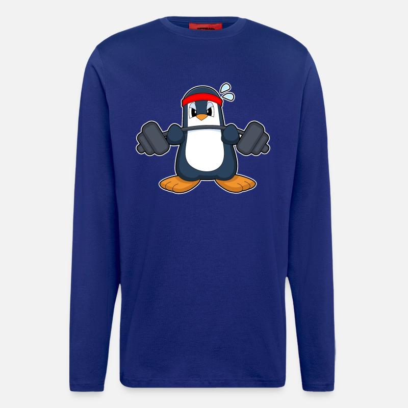 Pinguin Bodybuilder Langhantel Bodybuilding - Langarmshirt - made by SPREAD  - Iconic Blue