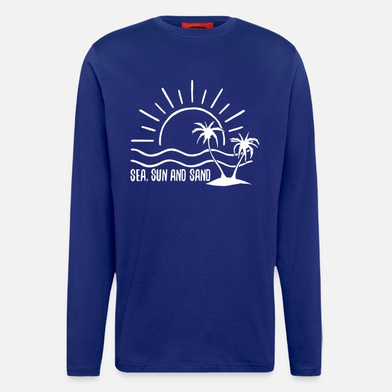 Mer, soleil et sable (blanc) - Manches longues bio décontracté fabriqué en UE - Iconic Blue