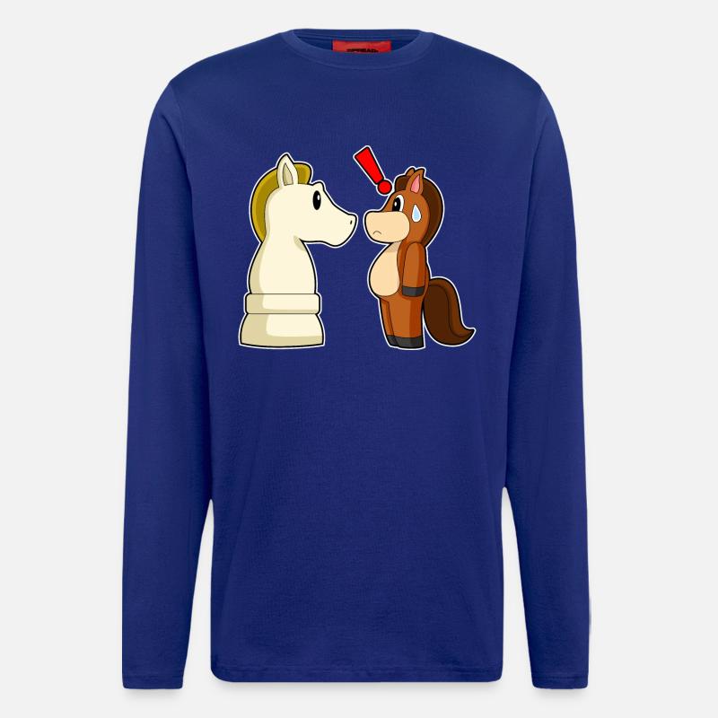 Pferd Schachfigur Springer Schach - Langarmshirt - made by SPREAD - Iconic Blue