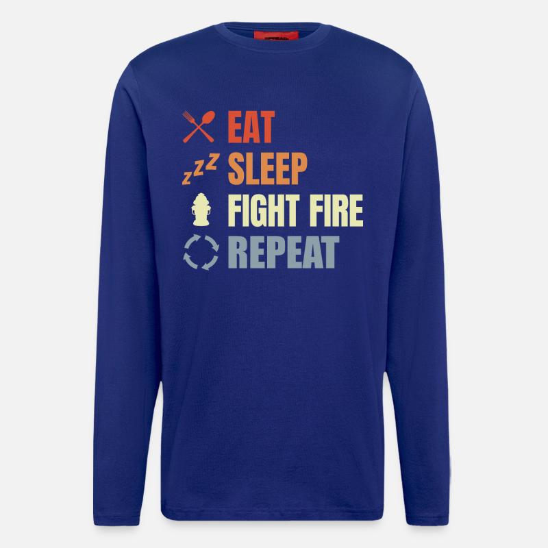 Eat Sleep Fight Fire Repeat - Longsleeve - made by SPREAD  - Iconic Blue
