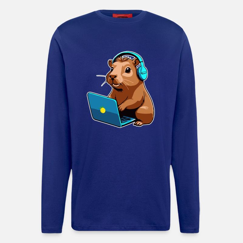 Capybara Programmierer Coder Computer - Langarmshirt - made by SPREAD  - Iconic Blue