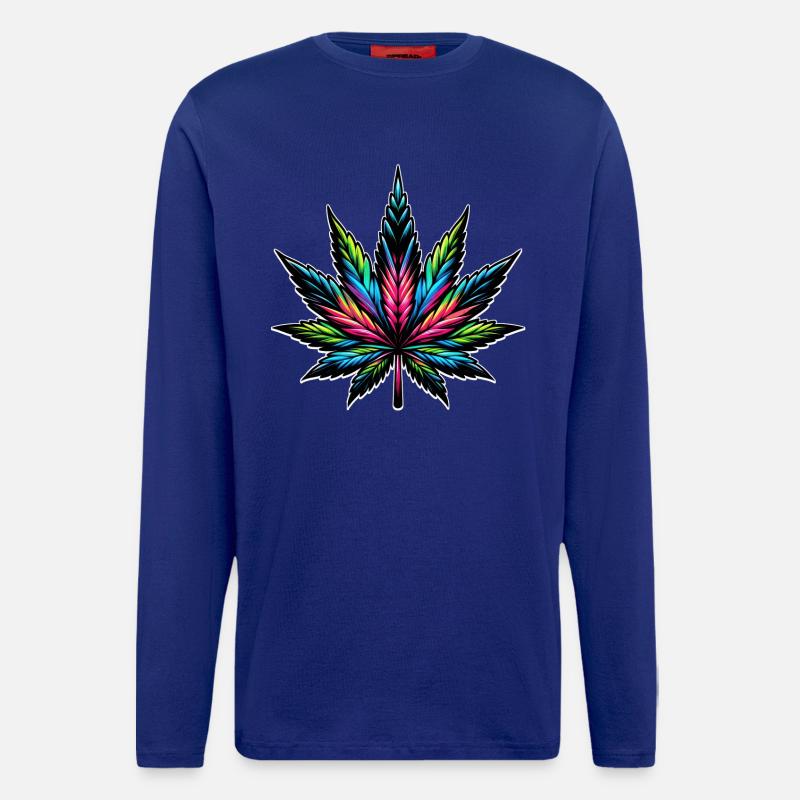 Cannabis Neon Psychedelic Design - Longsleeve - made by SPREAD  - Iconic Blue