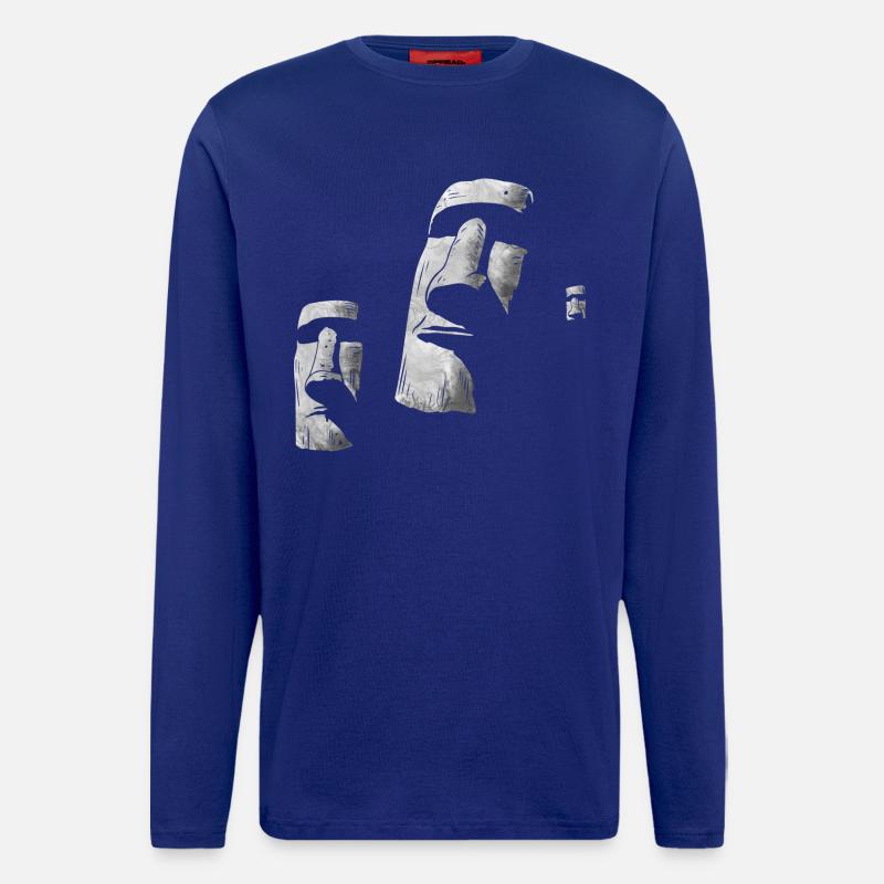Moai Köpfe Osterinsel Polynesien - Langarmshirt - made by SPREAD  - Iconic Blue