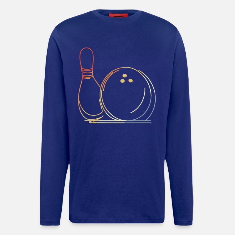 Bowlingkugel und Pin Skizze - Langarmshirt - made by SPREAD  - Iconic Blue
