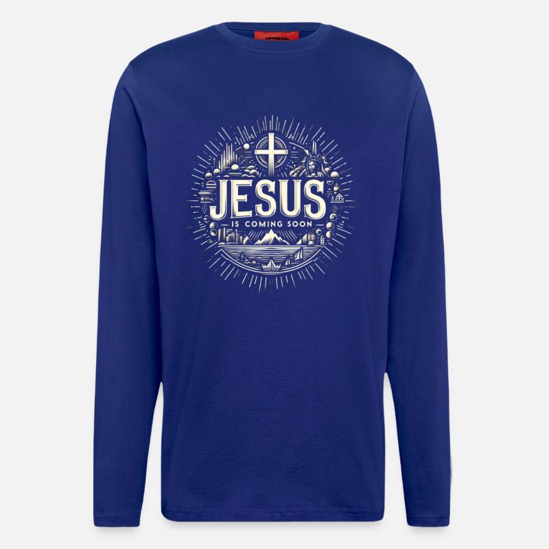 Jesus kommt bald Strahlenkranz - Langarmshirt - made by SPREAD - Iconic Blue