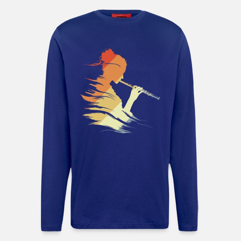 Flöte Mädchen Grafik Retro - Langarmshirt - made by SPREAD  - Iconic Blue