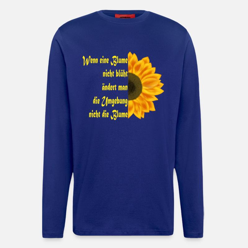 Sonnenblume trifft Textkunst - Langarmshirt - made by SPREAD  - Iconic Blue