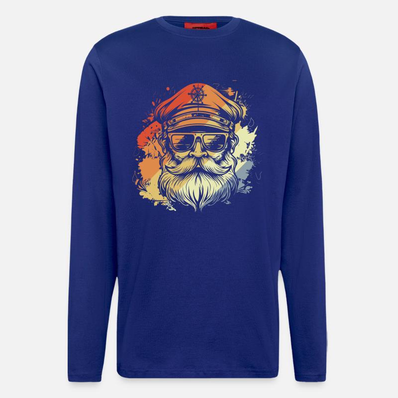 Retro Sailing Captain Drawing - Longsleeve - made by SPREAD  - Iconic Blue