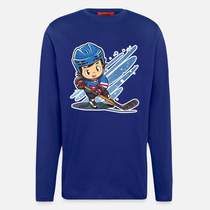 Eishockeyspieler Comic Look - Longsleeve - made by SPREAD  - Iconic Blue