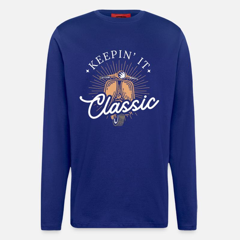 Keepin’ It Classic – Retro Motorroller - Langarmshirt - made by SPREAD  - Iconic Blue