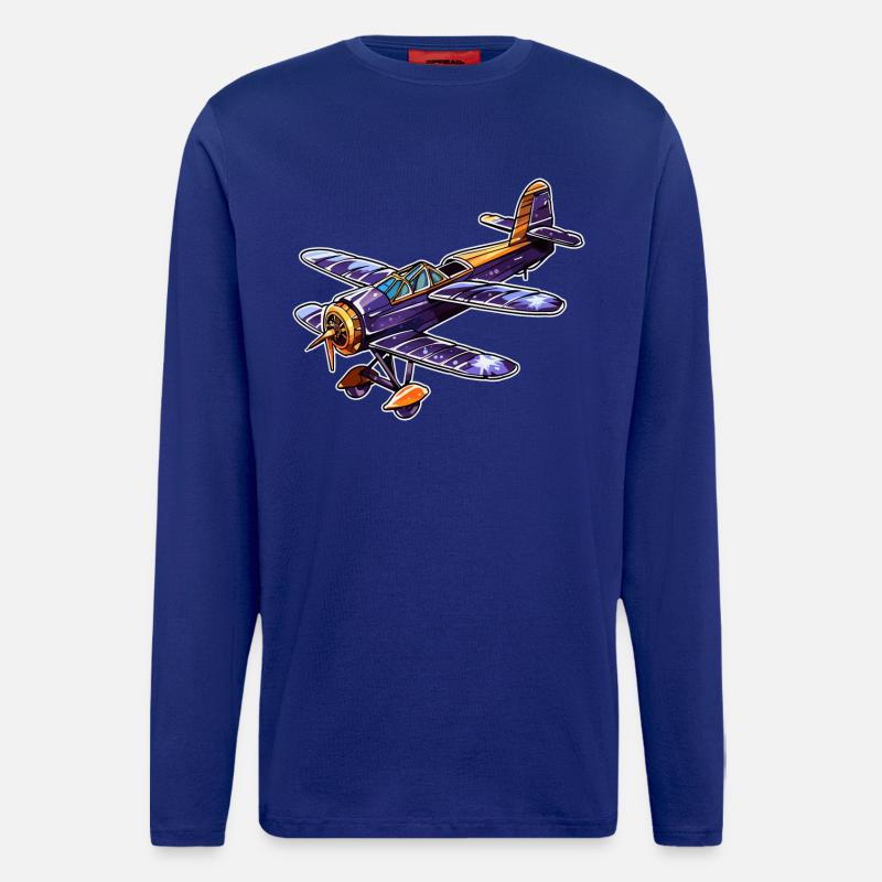 Propeller Plane Comic Look - Longsleeve - made by SPREAD - Iconic Blue