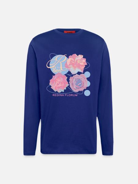 Regina Florum – Ausgefallenes Rosendesign - Langarmshirt - made by SPREAD - Iconic Blue