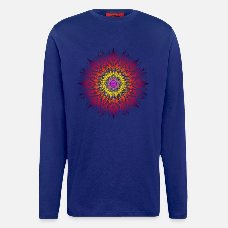 Psychedelisches Feuer-Mandala - Langarmshirt - made by SPREAD  - Iconic Blue