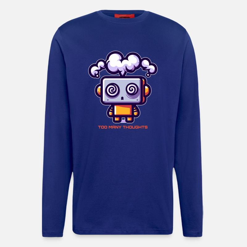 Trop de pensées, robot - Manches longues bio décontracté fabriqué en UE - Iconic Blue