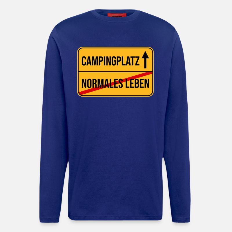 Campingplatz Warnhinweis Design - Langarmshirt - made by SPREAD  - Iconic Blue