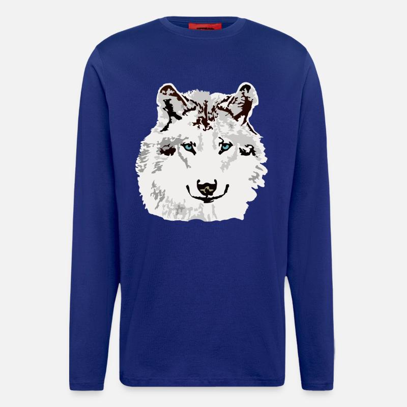 White wolf blue eyes - Longsleeve - made by SPREAD - Iconic Blue