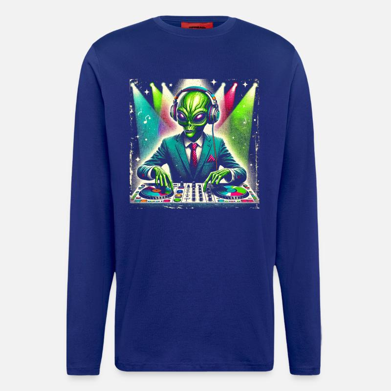 Cosmic Alien DJ Illustration - Longsleeve - made by SPREAD  - Iconic Blue