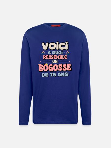 76th Birthday Humor Design - Longsleeve - made by SPREAD  - Iconic Blue