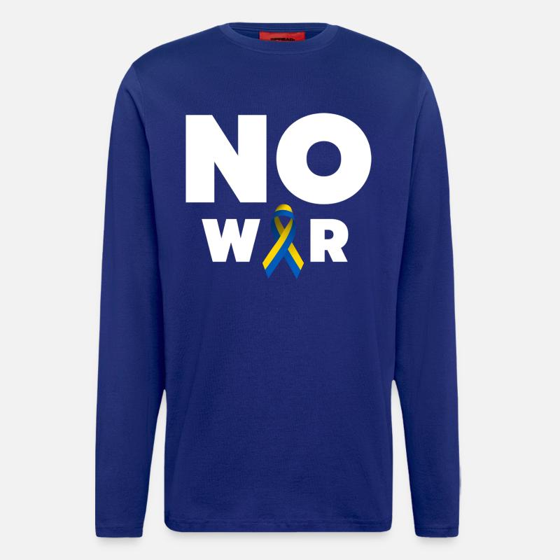 No War Text mit ukrainischer Solidaritätsschleife - Langarmshirt - made by SPREAD  - Iconic Blue