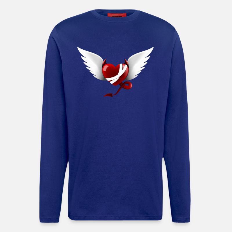 Herz Teufel Engel Design Geschenk - Langarmshirt - made by SPREAD  - Iconic Blue