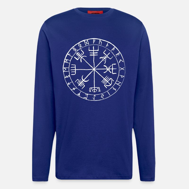 Vegvísir Runen Kompass Wikinger Symbol Design - Langarmshirt - made by SPREAD  - Iconic Blue