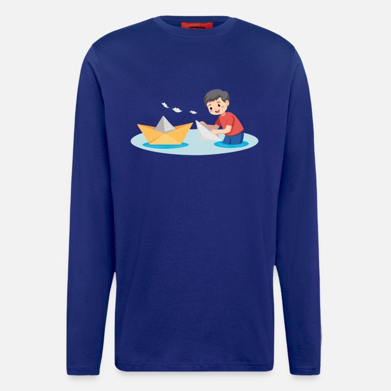 Papierboot spielen - Langarmshirt - made by SPREAD  - Iconic Blue