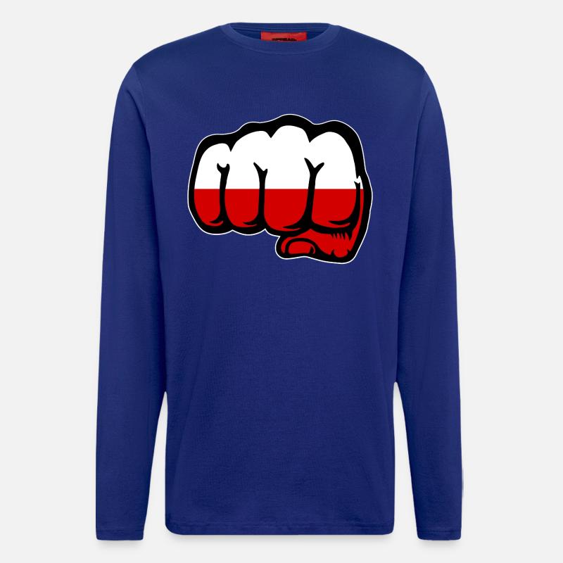 Polen Faust Flagge - Langarmshirt - made by SPREAD  - Iconic Blue