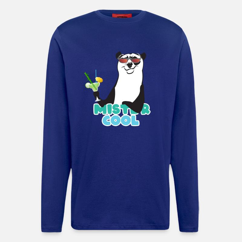 Panda Mister Cool Cocktail - Manches longues bio décontracté fabriqué en UE - Iconic Blue