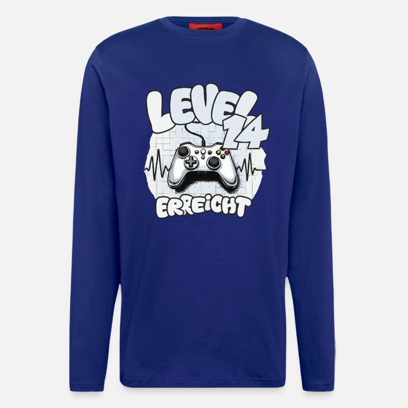 Level 14 erreicht Controller Joypad Herzschlag  - Langarmshirt - made by SPREAD  - Iconic Blue