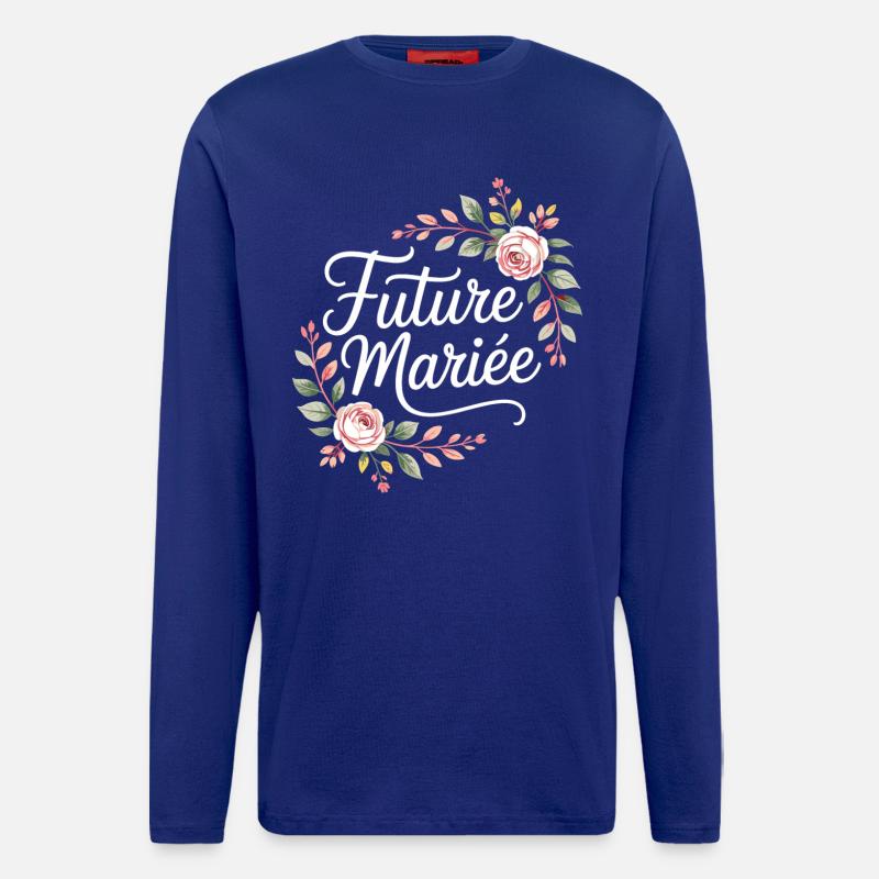 Team Mariage EVJF Future Mariée - Manches longues bio décontracté fabriqué en UE - Iconic Blue