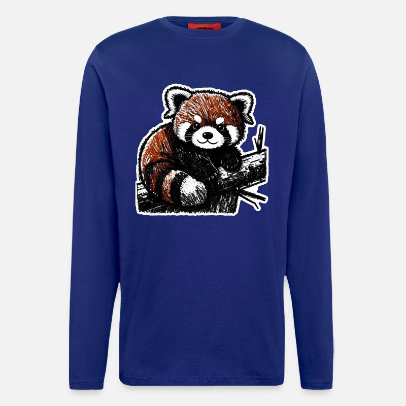 Niedlicher Roter Panda (Kohle/Buntstift) - Langarmshirt - made by SPREAD  - Iconic Blue