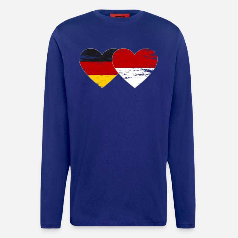 Germany Monaco Flag Heart - Longsleeve - made by SPREAD  - Iconic Blue