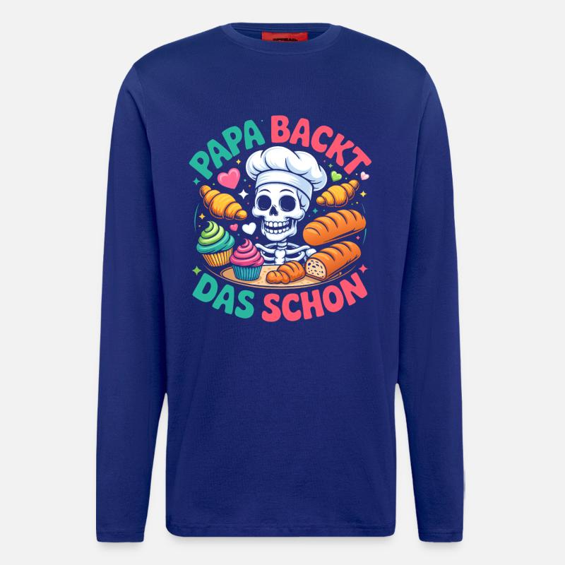 Papas Backkunst Skelett Chef - Langarmshirt - made by SPREAD  - Iconic Blue