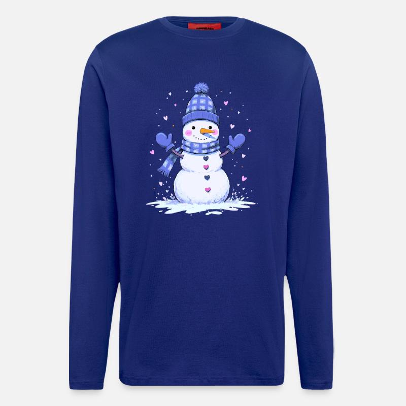 Niedlicher Schneemann mit Herz - Langarmshirt - made by SPREAD  - Iconic Blue