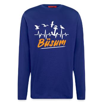 Nordsee Urlaub BÜSUM Wattenmeer Lustiges - Langarmshirt - made by SPREAD  - Iconic Blue - Vorne