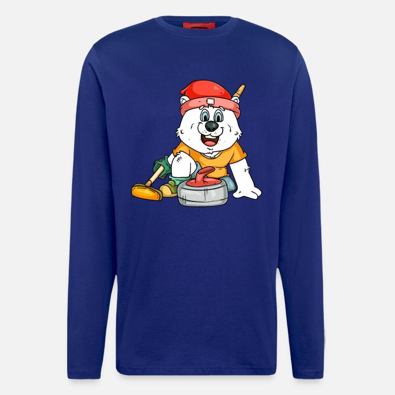 Curlingspieler Eisbär - Langarmshirt - made by SPREAD  - Iconic Blue