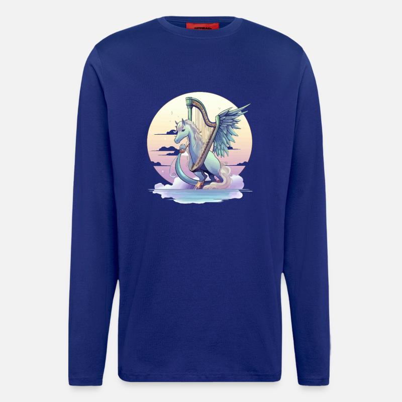 Pegasus mit Harfe am Abend - Langarmshirt - made by SPREAD - Iconic Blue