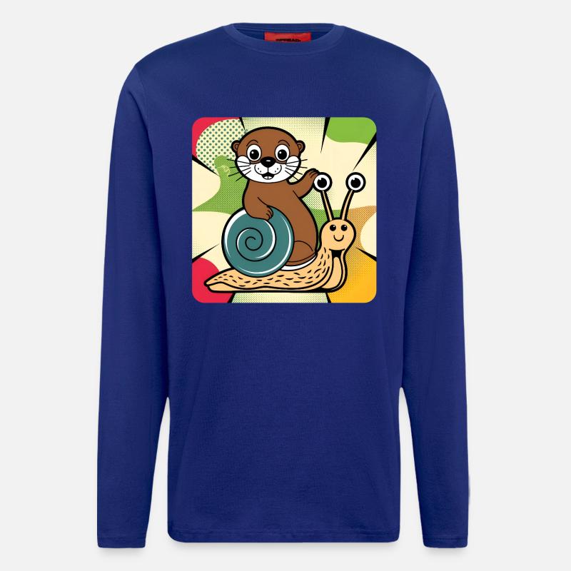 Otter on Snail – Pop Art - Longsleeve - made by SPREAD - Iconic Blue