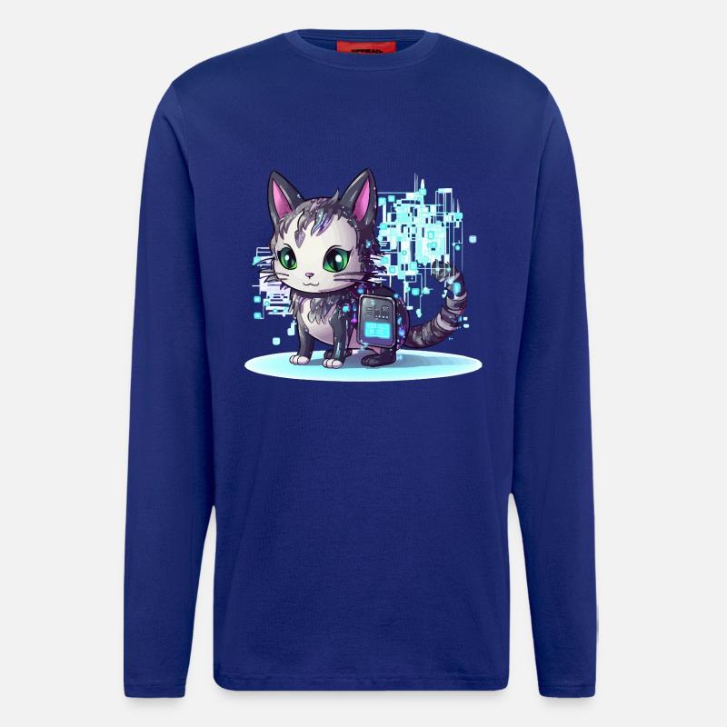 Cyberkatze Neon Pixelzauber - Langarmshirt - made by SPREAD - Iconic Blue