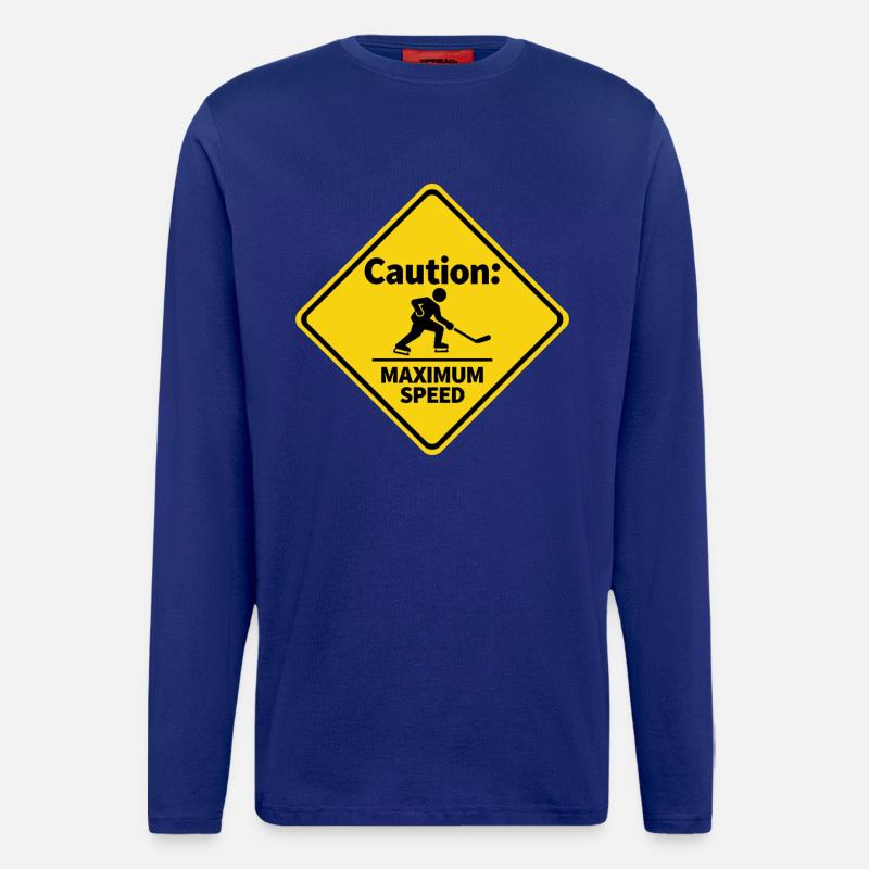 Caution Maximum Speed Eishockey Warnschild - Langarmshirt - made by SPREAD  - Iconic Blue