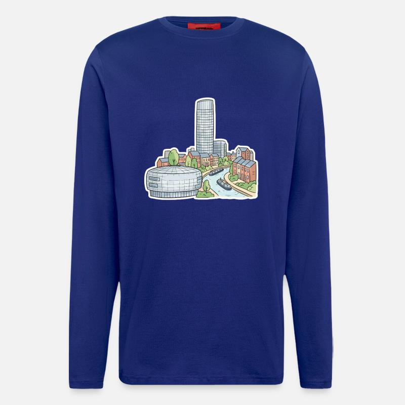 Birmingham Skyline Rotunde Stierkampfkanale Kunst - Langarmshirt - made by SPREAD  - Iconic Blue