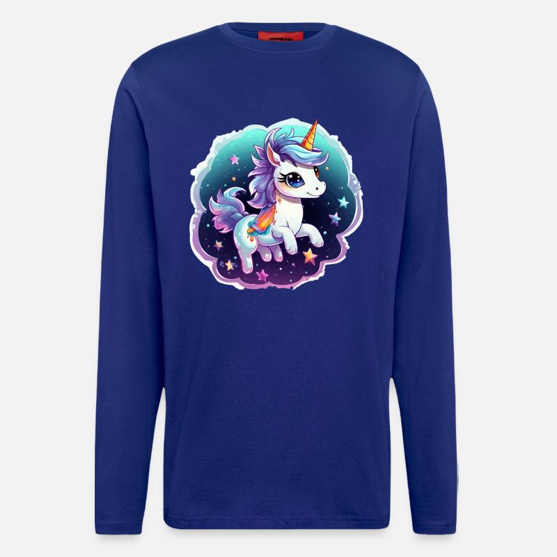 Kosmisches Einhorn mit Schal - Langarmshirt - made by SPREAD  - Iconic Blue