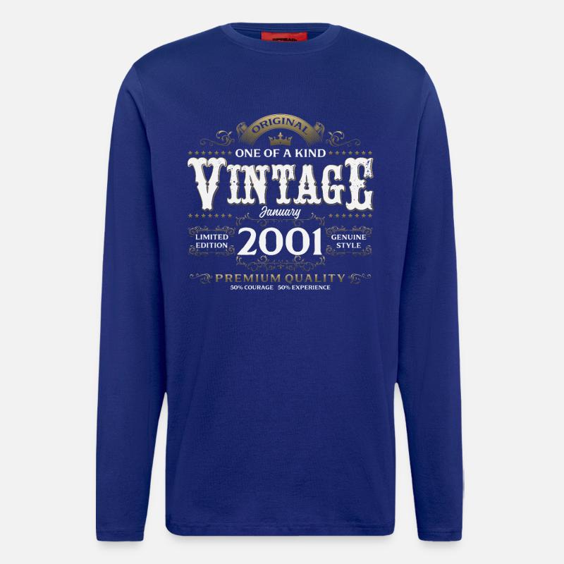 25e anniversaire Millésime janvier 2001 - Manches longues bio décontracté fabriqué en UE - Iconic Blue