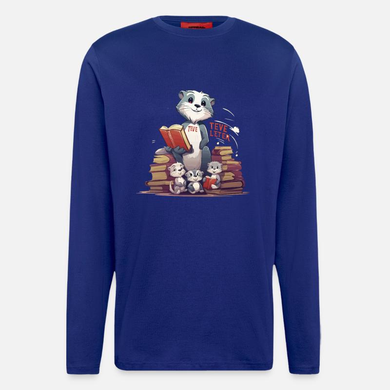 Lernbiber mit Büchern - Langarmshirt - made by SPREAD  - Iconic Blue